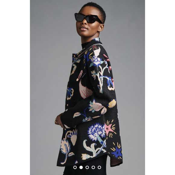 New By Anthropologie Printed Sweater Jacket size Medium - Picture 2 of 8